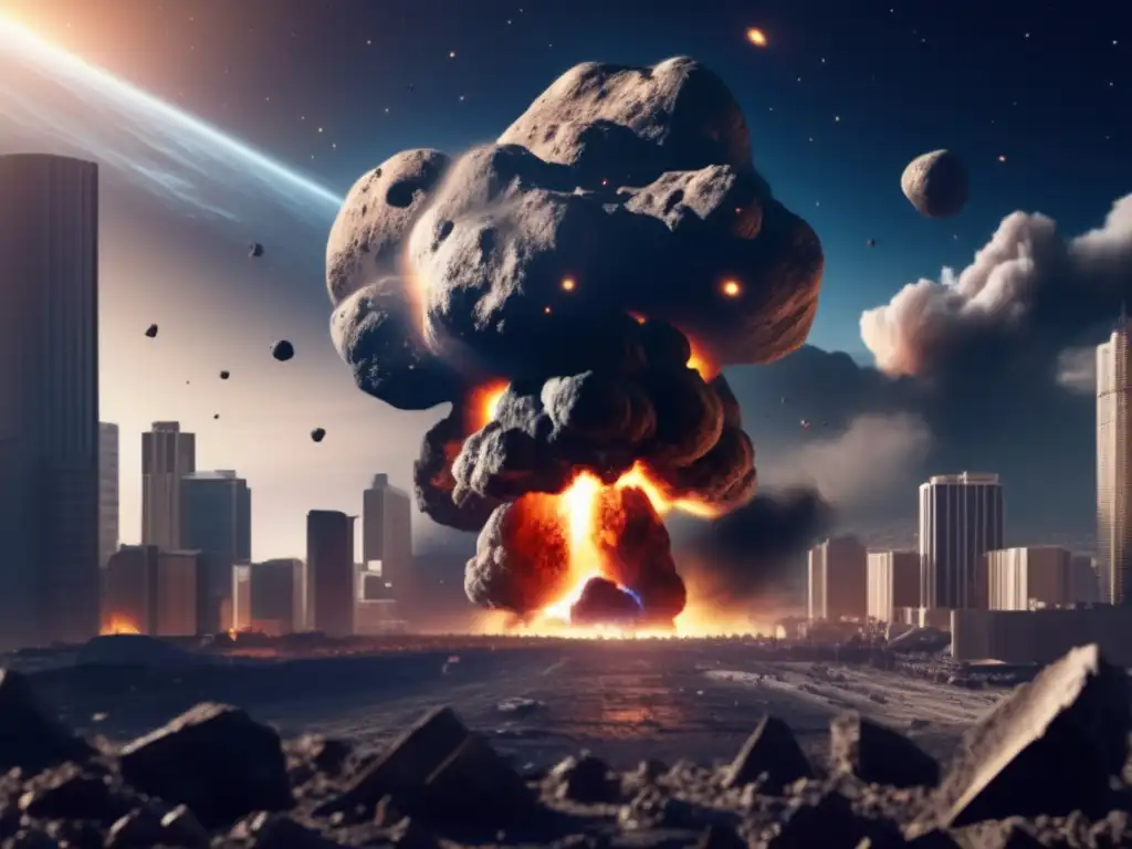 Asteroid Impact: Devastation Looms on Earth A photorealistic 3D image of a massive, jagged asteroid, hurtling towards Earth