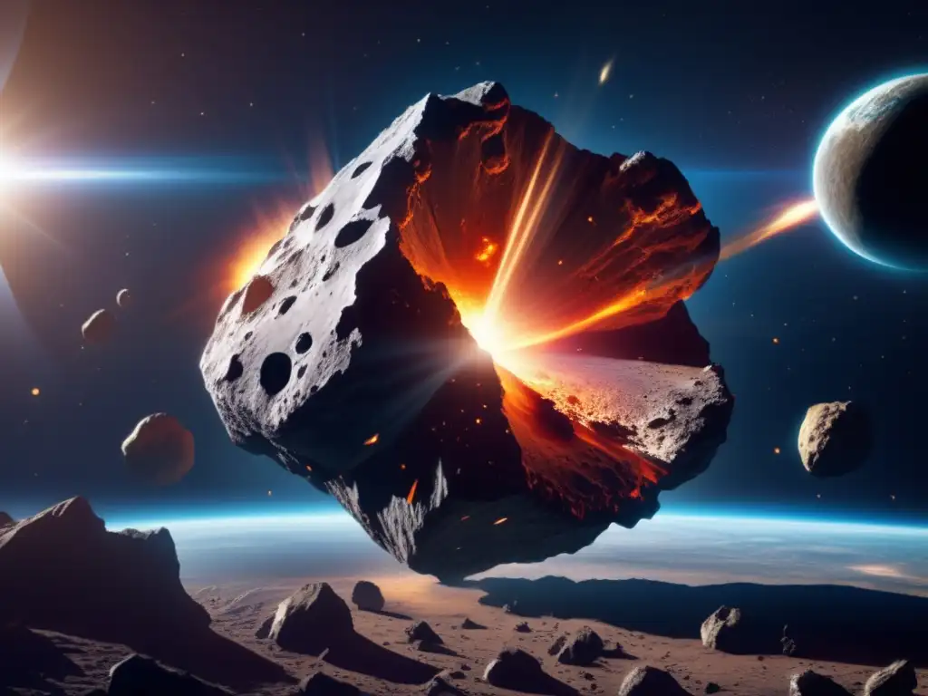 A terrifying sight for mankind, this asteroid's jagged surface captures the relentless power of nature's force