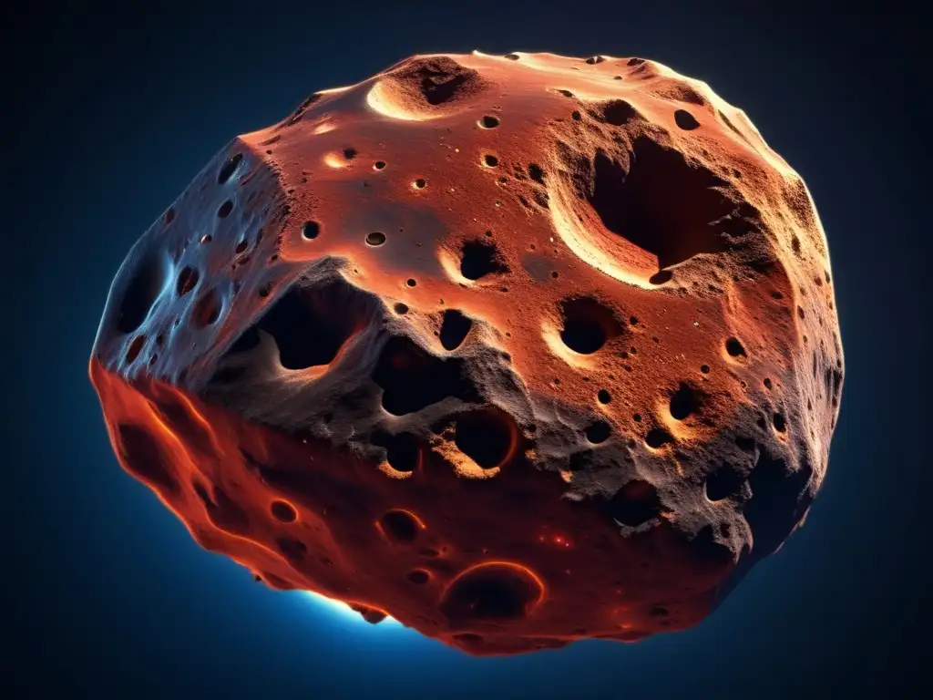 A breathtaking photorealistic closeup of the giant asteroid Medea, showcases its jagged and rocky surface
