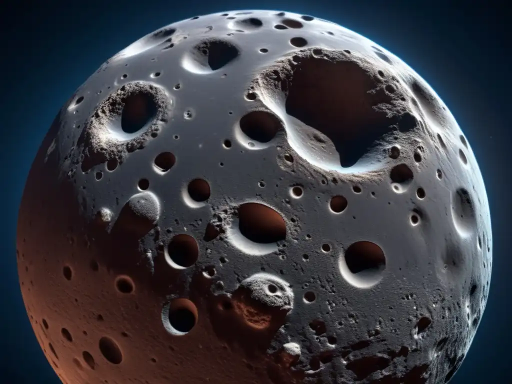 A breathtaking photorealistic depiction of asteroid Medea in , capturing its craters, ridges, and surface features with high resolution and 8k resolution