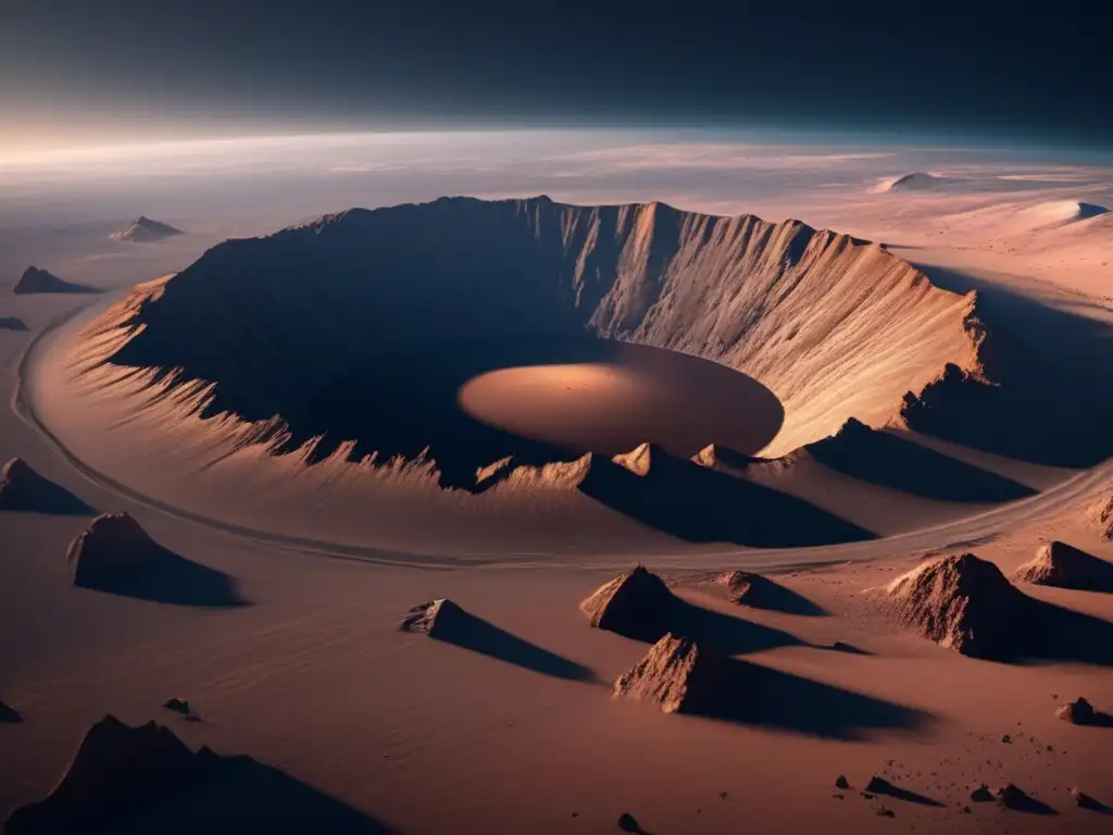 Epic Meteor Impact: 8k Photorealistic 3D Crater Photorealistic 3D representation of Earth's marred terrain- scarred by a meteoroid impact