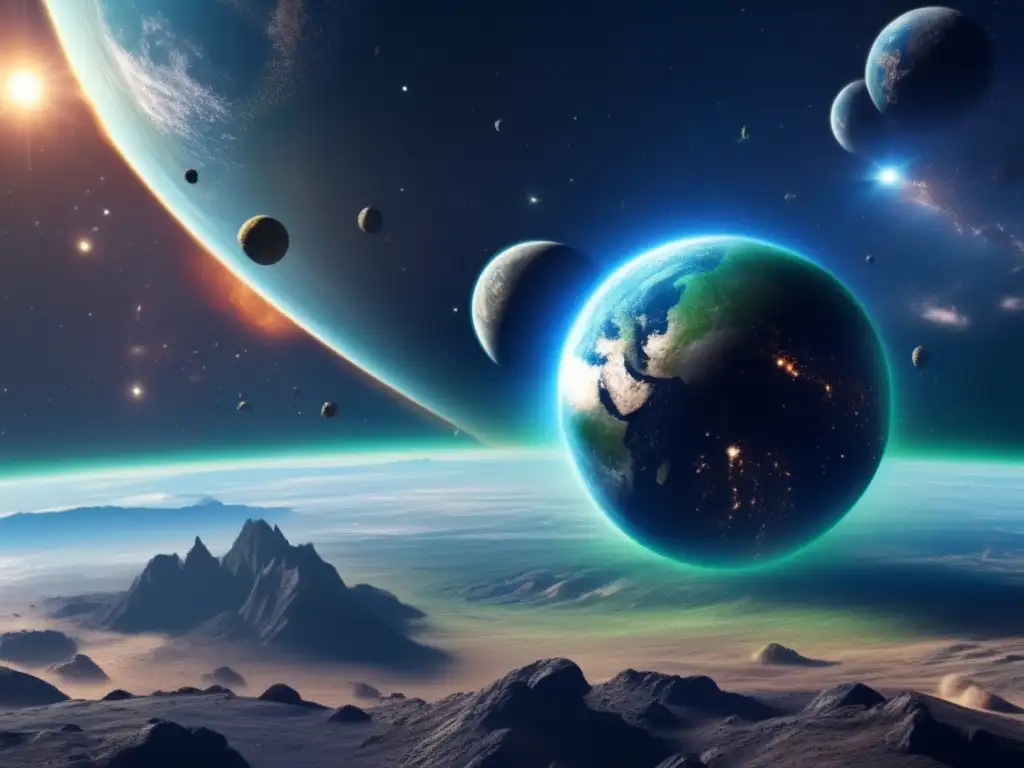 A meteoroid hurtling through space towards Earth, with steam and debris swirling around it