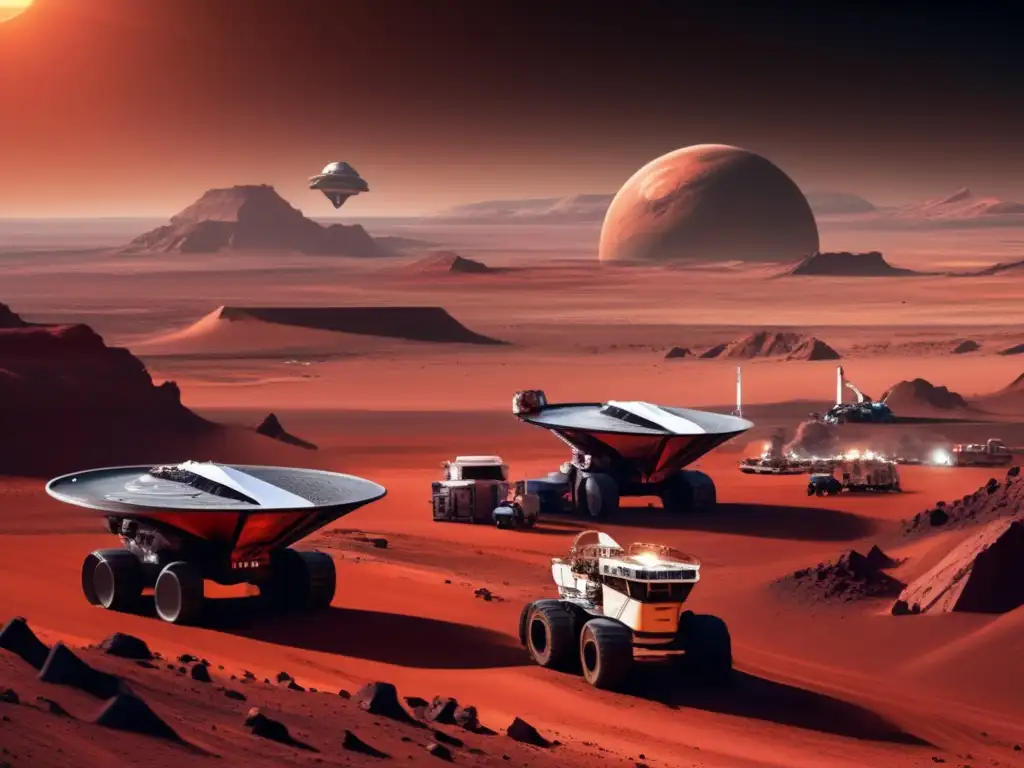 Photorealistic image of an offworld mining operation on Mars