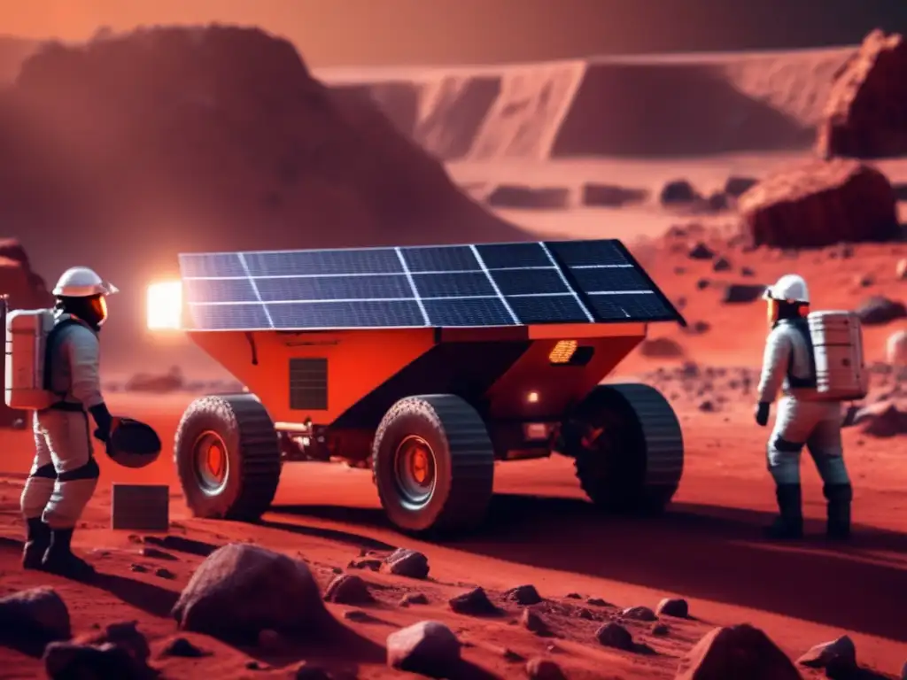 An eerie and dusty asteroid in the distance, surrounded by red rocks and rocks