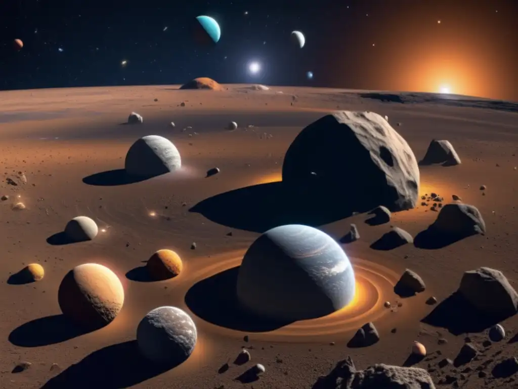 Exploring Asteroid Science: Gareth Williams' Contributions to Minor Planets A breathtaking view of an asteroid field, with multiple objects of varying shapes and sizes visible