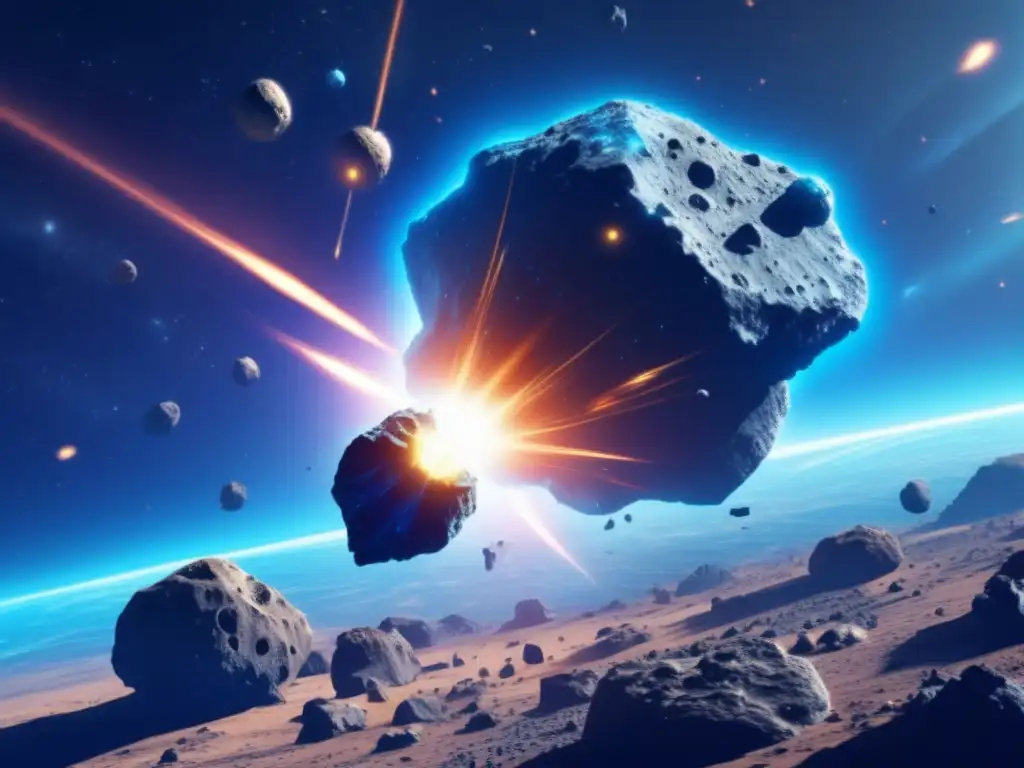 A mesmerizing closeup shot of a bright blue asteroid, brimming with enigmatic spaceships of diverse shapes and sizes