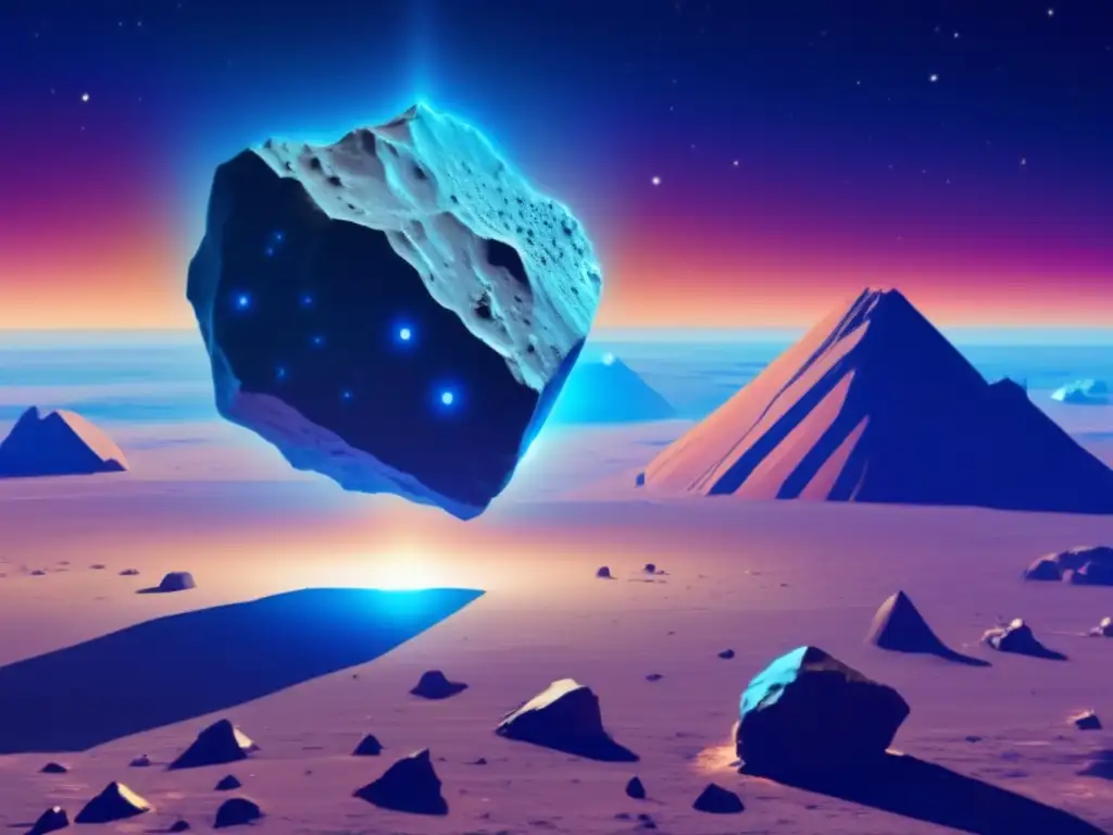 A breathtaking image of a vibrant blue asteroid, the size of Earth, suspended in a mesmerizing void