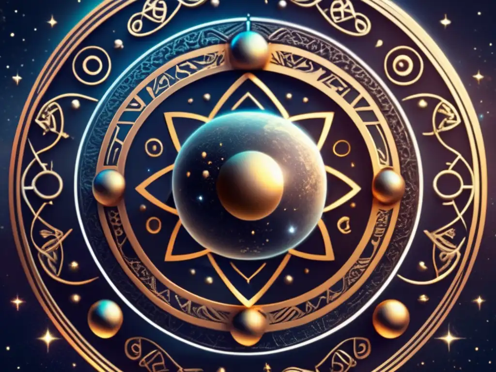 A breathtaking, 8k resolution image of a celestial object, adorned with intricate Celtic symbols etched onto its surface