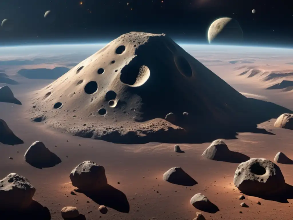 Nestor's asteroid reveals stunning geological features: a deep crater, towering mountains, and wide expanses of plains