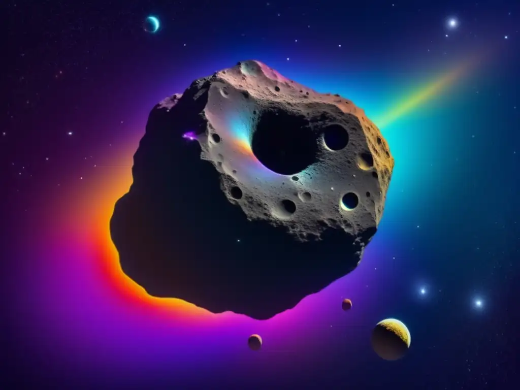 A mesmerizing dance of colors fills the black expanse of space as Nestor's iridescent surface reflects the light of nearby stars