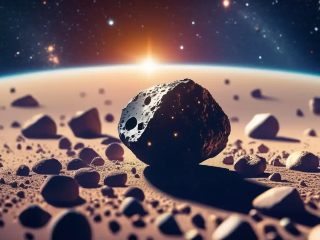 Captured in motion, Asteroid Panthous glows amidst a cosmic wonderland of smaller celestial bodies
