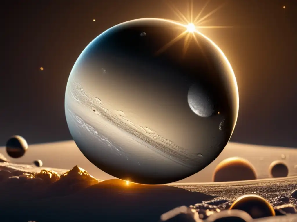Dazzling Pluto image captures icy surface reflecting Sun's rays, creating a shimmering effect