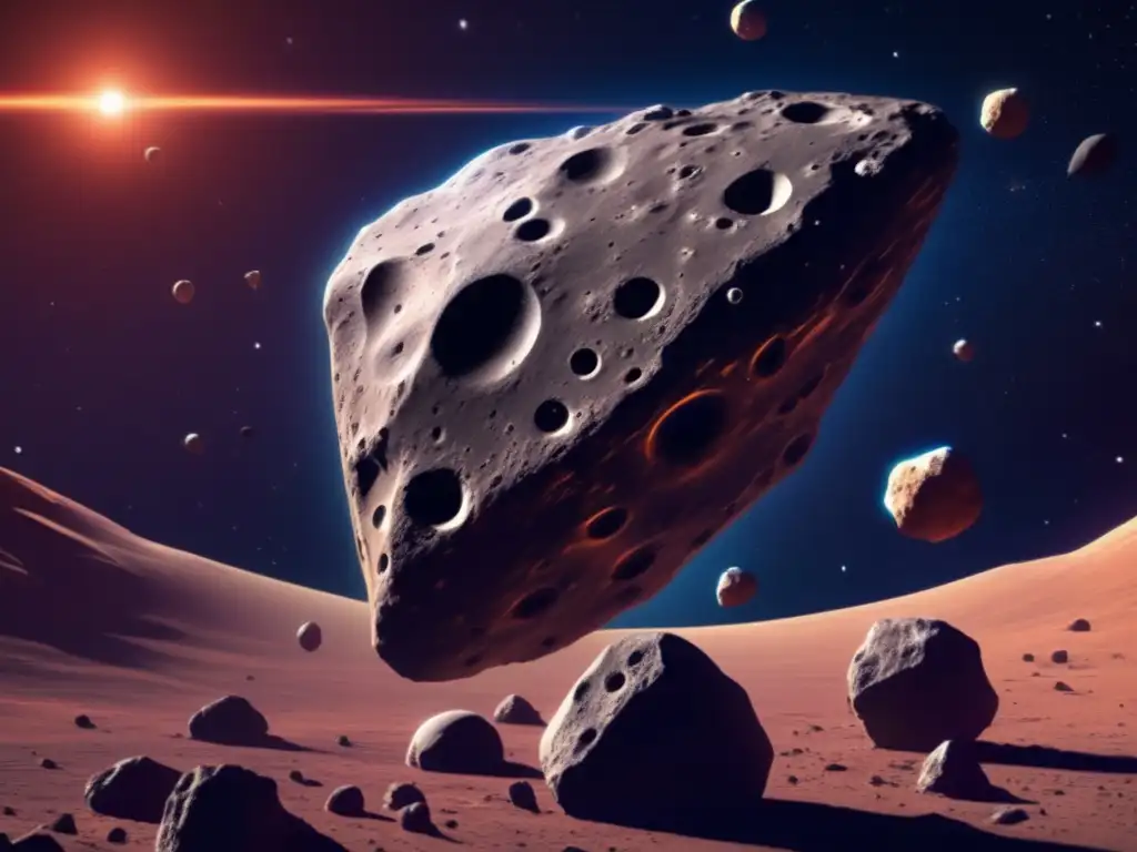 A breathtaking photo of an asteroid, Polypoetes, in space, surrounded by other asteroids