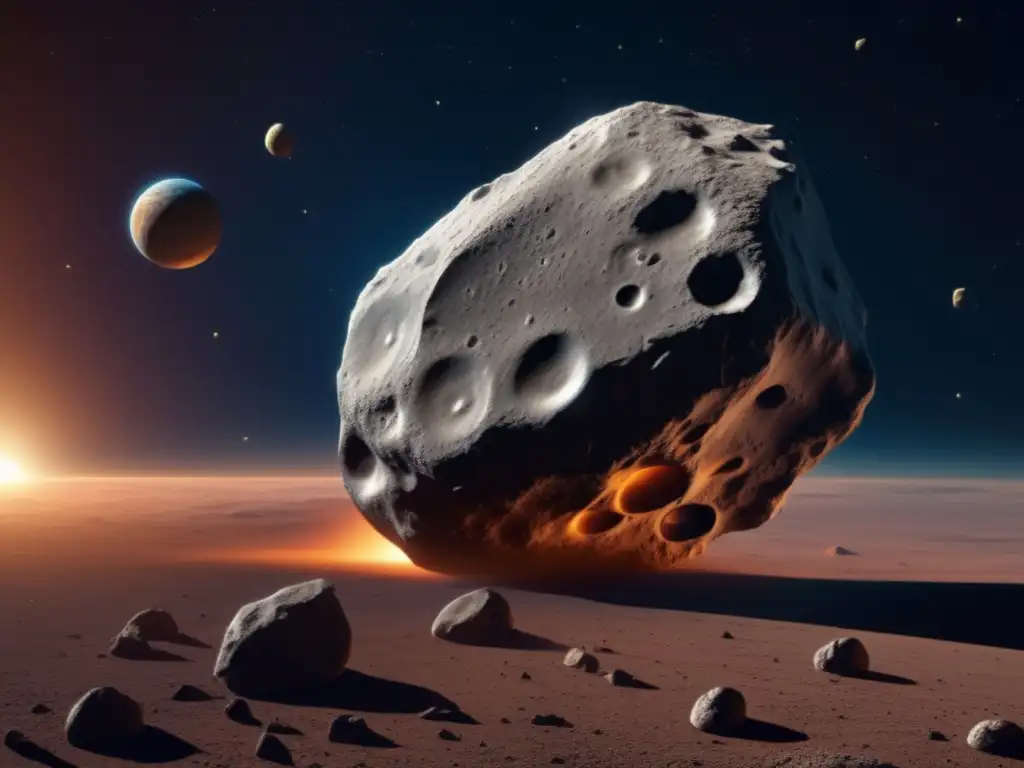 A meteorite streaks across the black canvas of space, basking in the sun's golden embrace