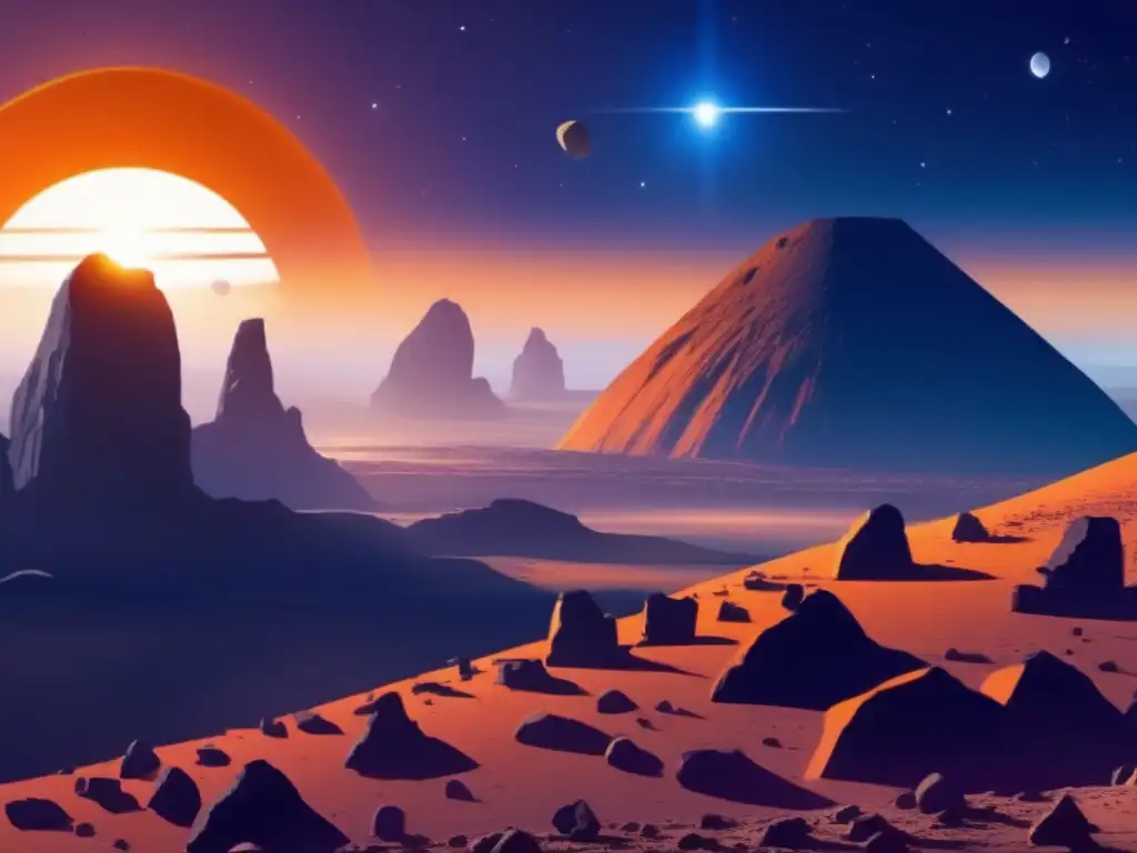 Captivating Asteroid in Space: The reigning monarch of the cosmos boasts bold cliffs and rock formations, casting elusive shadows