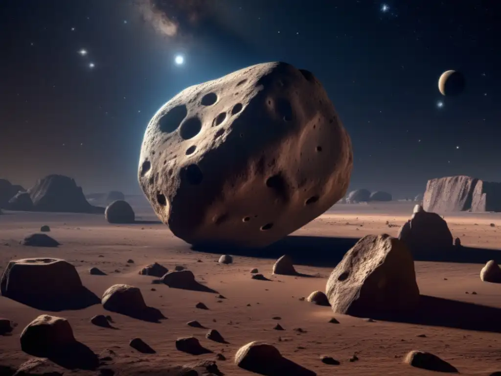Asteroid Rhesus beckons the curious traveler with intricate craters and jagged rock formations