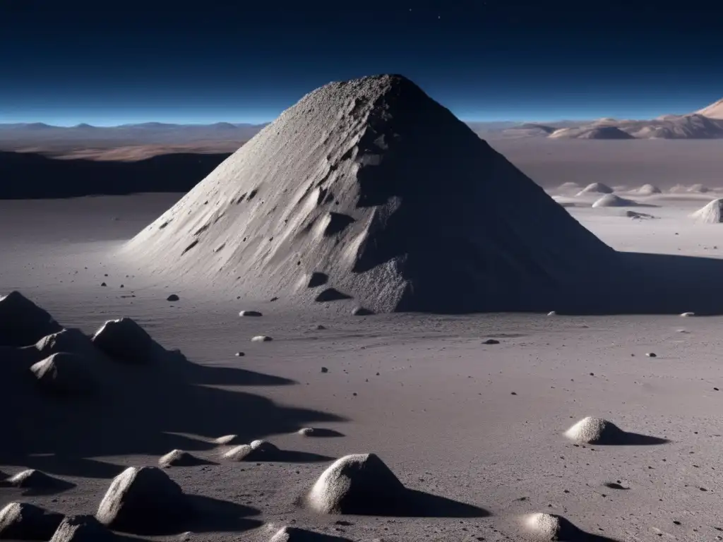 A captivating 8k photorealistic image of Ryugu, showcasing its rugged terrain and highlighting the features that made the Hayabusa2 mission