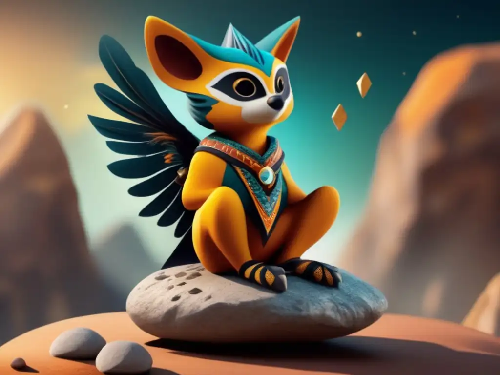 Dash: -The trickster perches on an asteroid in space, its mischievous eyes twinkling with delight