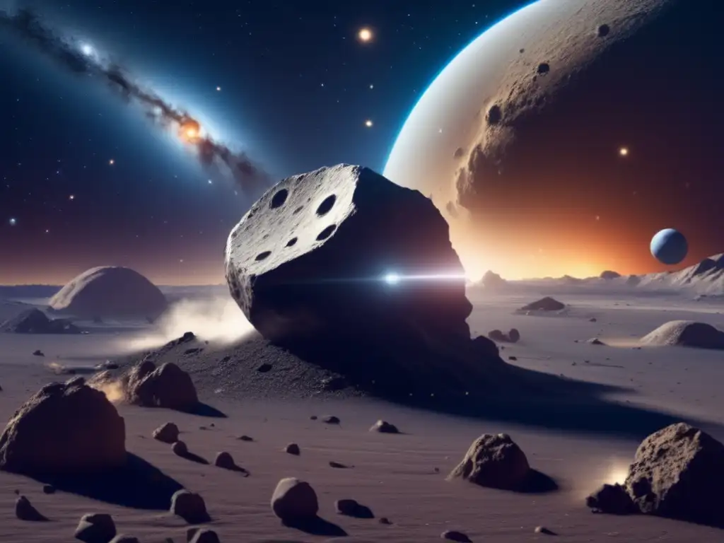 A stunning photorealistic image captures the vastness and mystery of space, with Asteroid B612 at the center