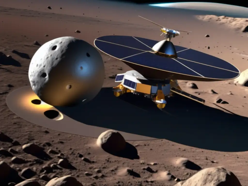 A 3D model showcases a spacecraft's small size as it approaches the gargantuan asteroid 433 Eros