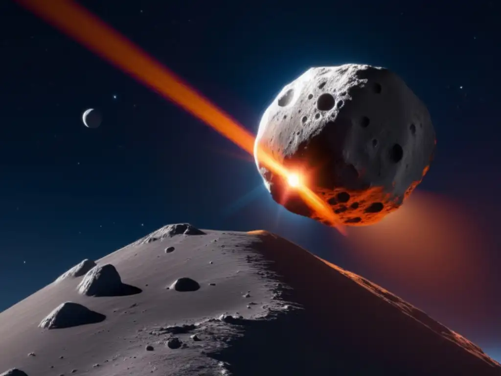 A stunning photo captures a spacecraft in orbit around Asteroid Pylaemenes, its lens trained on the gleaming white asteroid