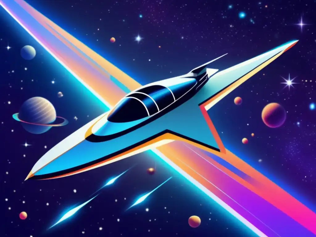 A stunning image of a sleek spacecraft soaring through a swirling nebula in space, approached by a group of astronauts in futuristic suits