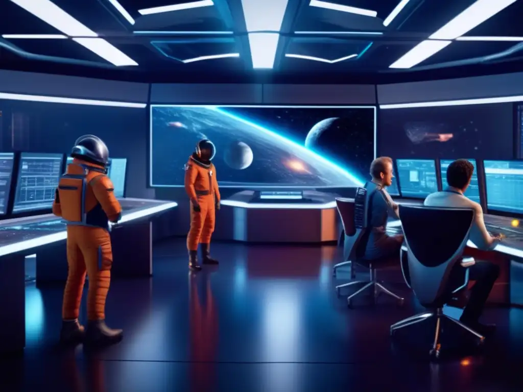 High-Tech Control Room: Astronauts' Relentless Protective Mission Devises a plan-et's fate rests on skilled hands,
In this hitech room, control ignites