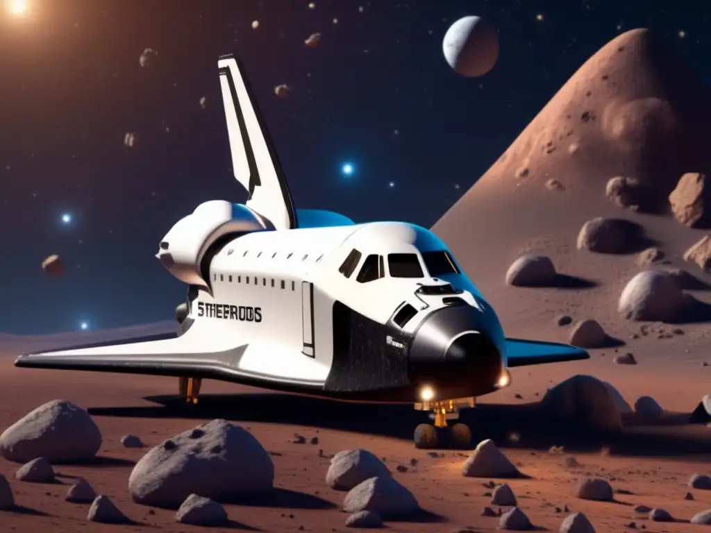 A stunning 3D model of a space shuttle mining asteroids and returning to Earth with valuable resources