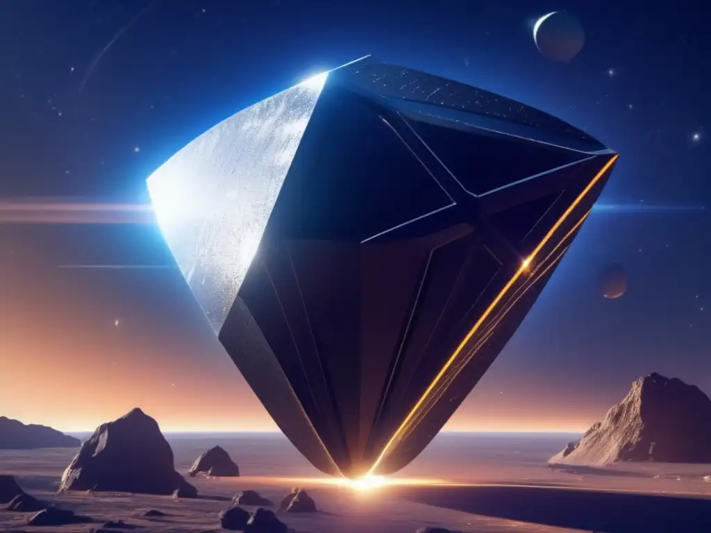A state-of-the-art space shield shields Earth from harm, casting a brilliant, metallic reflection in the sun