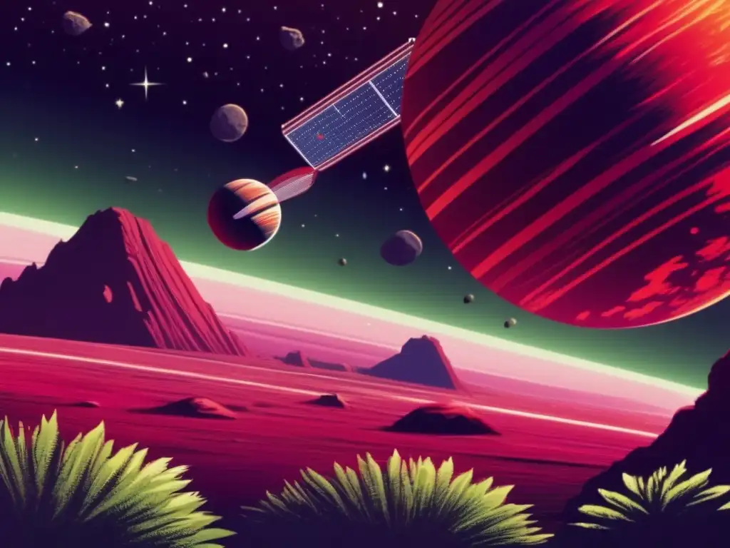 Life-Possible Asteroid Orbits Planet with Spacecraft A photorealistic image of a spacecraft orbiting a lush, green planet with an asteroid flying nearby