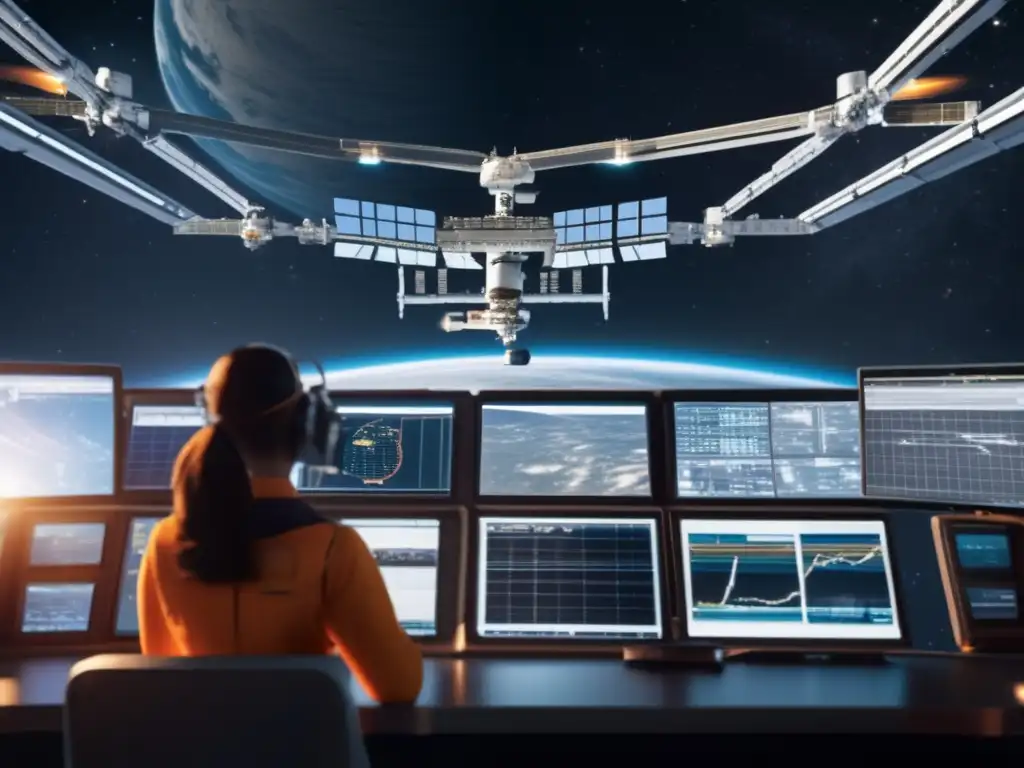 A tense moment: Highly detailed image of a space station's tracking system fights to save Earth from an incoming danger