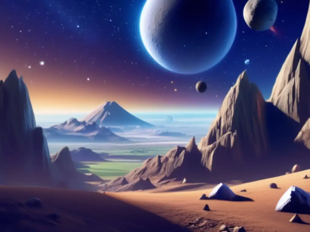 A photorealistic rendition of the Star Fox universe, emphasizing the intricate details of an asteroid via high-lighted whites and faint, distant stars