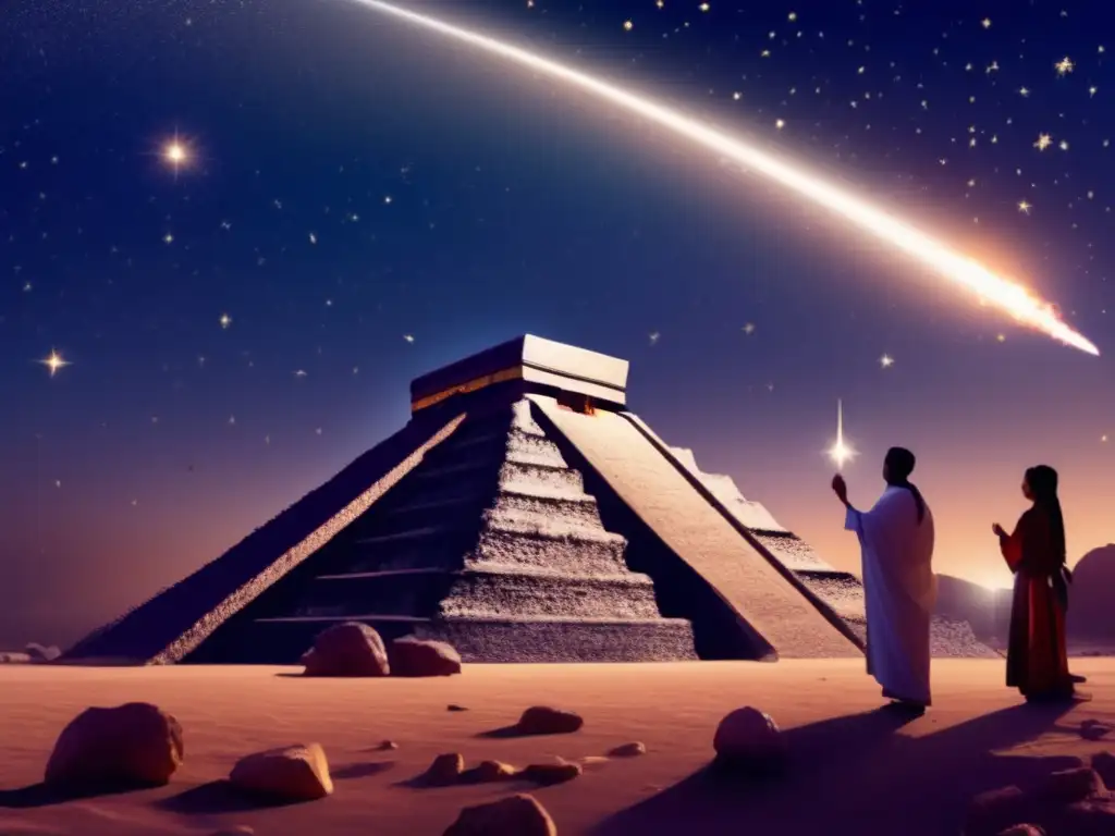 Entertaining stargazing: In this photorealistic image, stars twinkle brilliantly in the vast sky, framed by ancient cultural landmarks