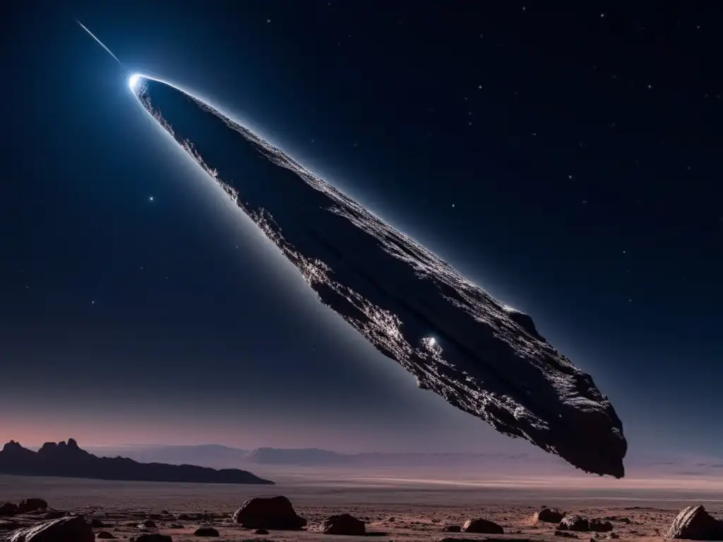 Discovering the Uncharted: Stunning 8k Photo of 'Oumuamua, the First Interstellar Object in Our Solar System A breathtaking 8k image captures the elongated, irregular shape of 'Oumuamua, the first interstellar object to cross the inner solar system