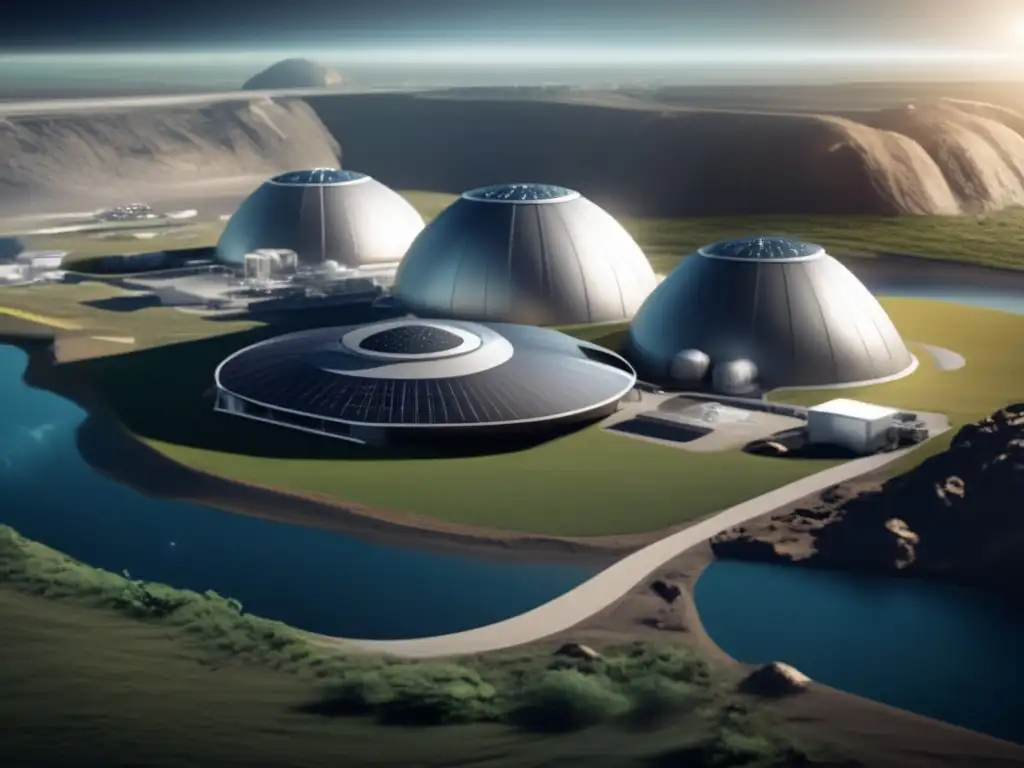 An awe-inspiring photorealistic image captures an asteroid mining facility embracing sustainable environmental practices