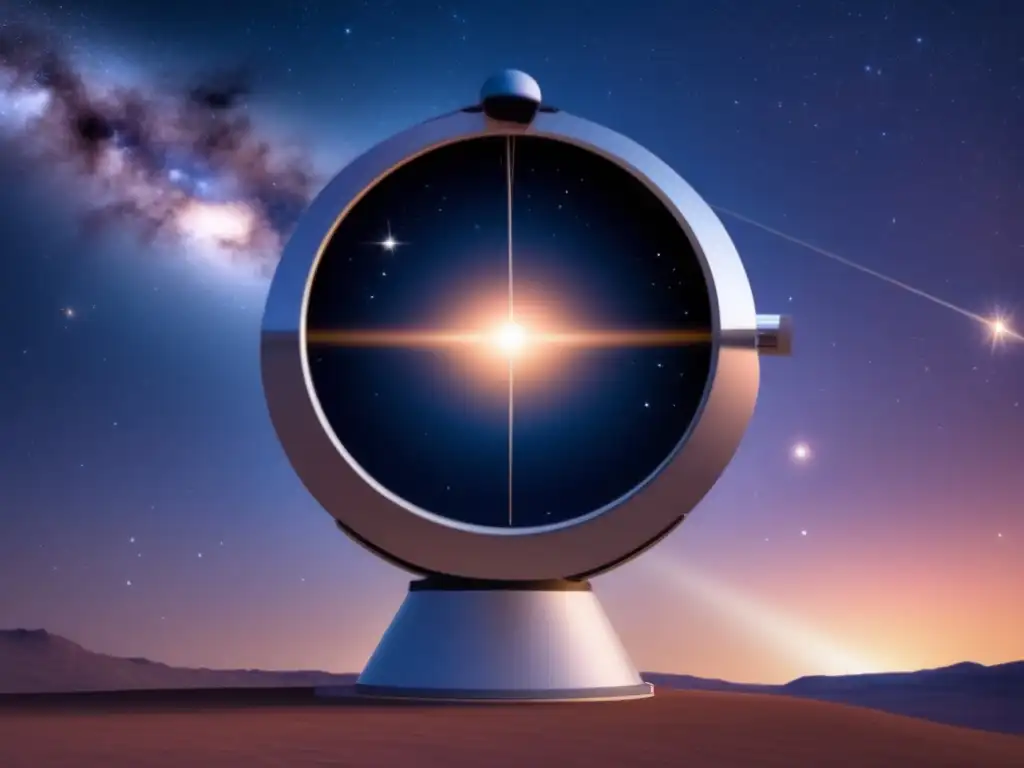 The telescope is observing a distant star surrounded by a ring of light and nebula, as the camera mimics the gravitational pull of the binary star system 2006 RH120 in the foreground