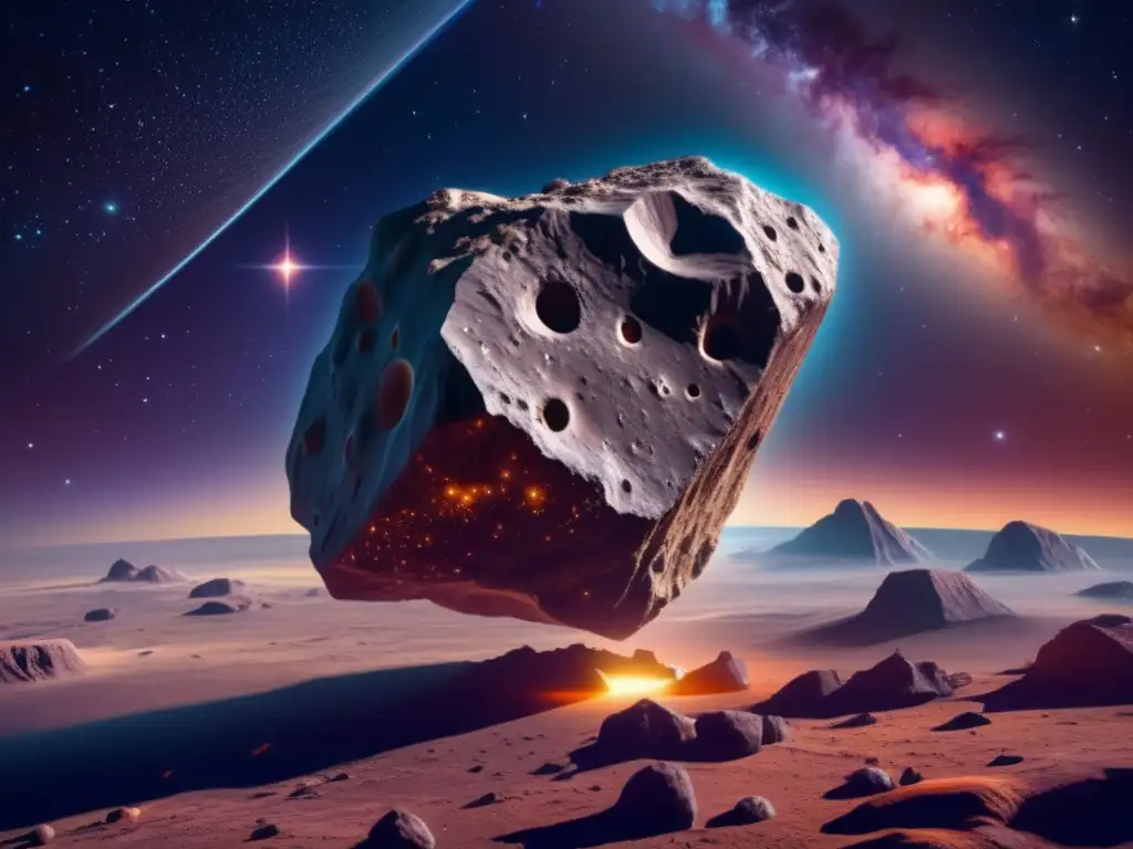 A stunning photorealistic image of asteroid Thoas against serene cosmos