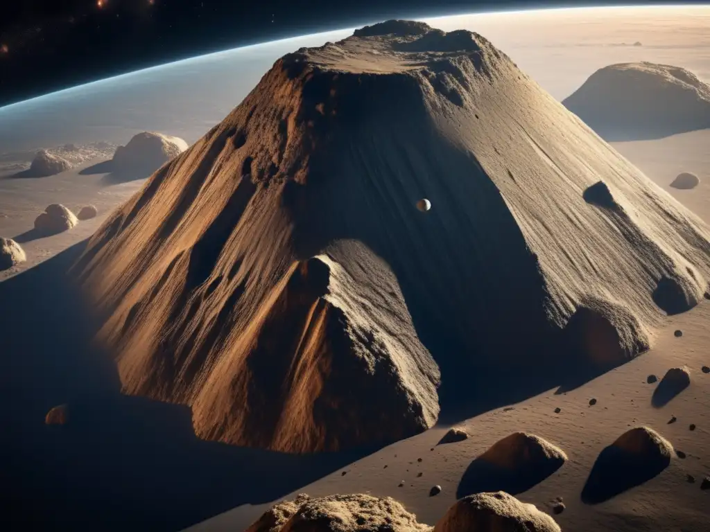 8k Resolution Asteroid Mystery: Toutatis Craters, Ridges & Deep Space Planet The highly detailed and photorealistic image of Toutatis asteroid captures its craters, ridges, and bumpy surface in clear and 8k resolution